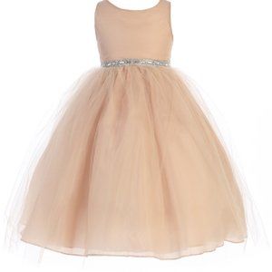 Little Girls Sparkle Rhinestone Tulle Easter Wedding Summer Flower Girl Dress